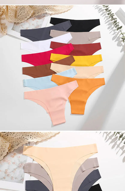 6 Pack Ice Silk Seamless Underwear Low Waisted Pants Breathable High Elasticity Lingerie Intimates Panties Briefs