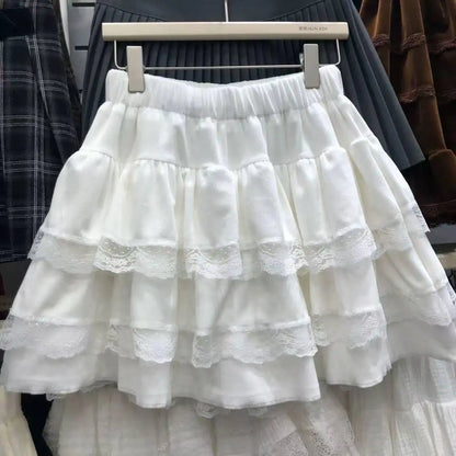 Y2k Cute Ruffled Plaid Skirt Punk Rock Casual Women's Skirts