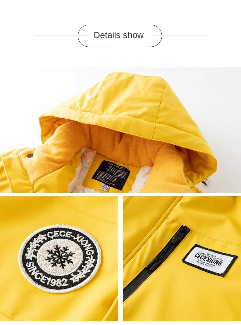 2 Piece Winter Children's skiing suit windproof Jacket and Pants waterproof thick coat for warm Snow Ski Set