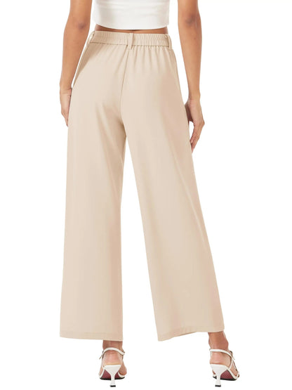 High Waisted Fashion Wide Leg Trousers Womens Loose Casual Lightweight Soft Button Closure 2 Pockets Pants The Clothing Company Sydney