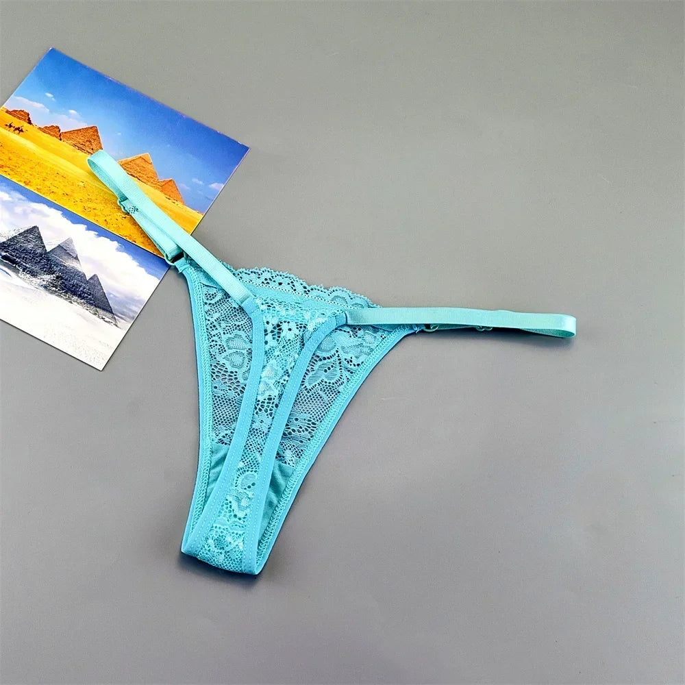 3 Pack Adjustable Transparent Thong Panties Womens Lace Underwear Low Waist T-back String Underpants The Clothing Company Sydney