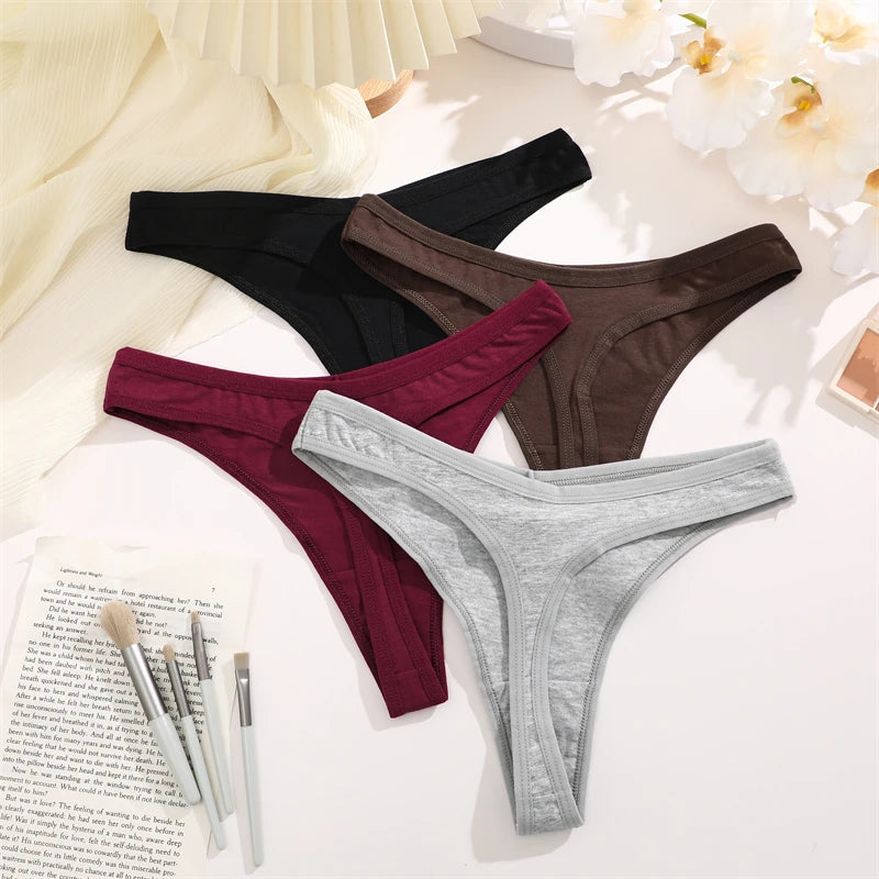 3 Pack Cotton Seamless Panties Comfort Underwear Women Low Waist Breathable Thongs Solid Sport G-String Soft Lingerie