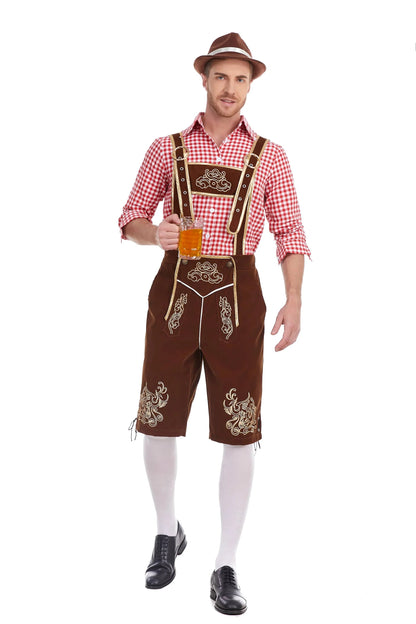 Men's Three Piece Oktoberfest Lederhosen Costume Bavarian German Festivals Suspenders Shirt Hat Male Cosplay Costume The Clothing Company Sydney