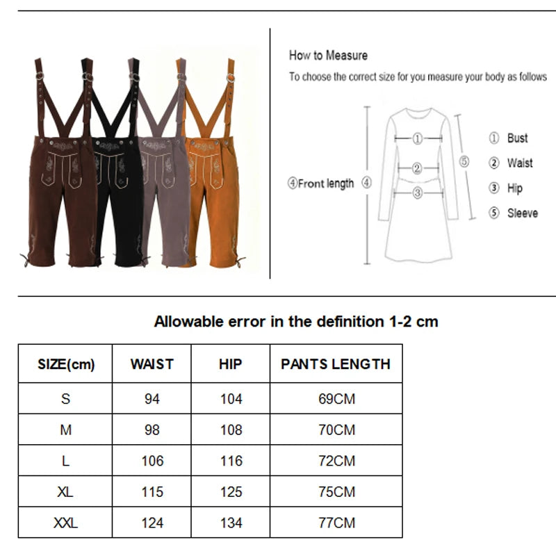 Men's Carnival Munich Oktoberfest Costume Faux Leather Pants Waiter Cosplay Fancy Party Dress
