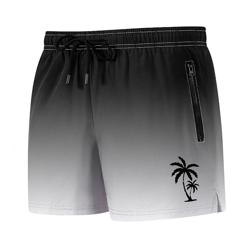 Men's Palm Tree Print Board Shorts Summer Casual Beach Mesh Liner Zipper Pockets Quick Dry Swim Trunks Swimwear The Clothing Company Sydney