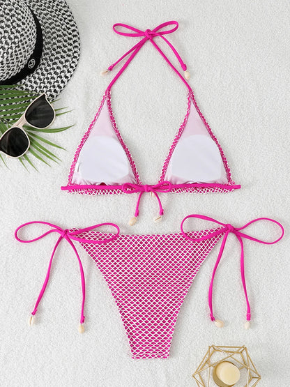 2 Piece Halter String Triangle Bikini Swimwear Mesh Swimsuit Solid Bathers Bathing Swimming Swim Suit Beachwear The Clothing Company Sydney