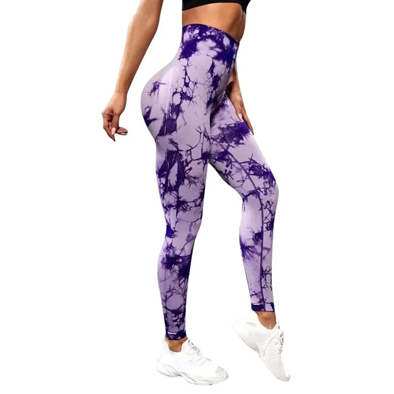 Womens Tie dye Gym Leggings Seamless Pants Scrunch Sports Fitness High Waist Workout Yoga Leggings The Clothing Company Sydney