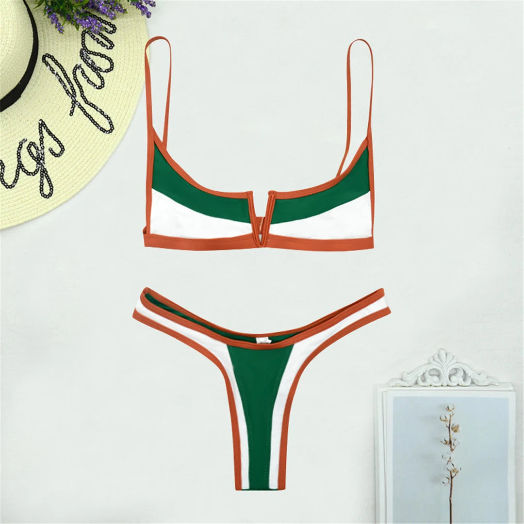 V Shape High Cut Bikini Swimsuit Women's Swimwear Two piece Bikini set Bather Bathing Suit The Clothing Company Sydney