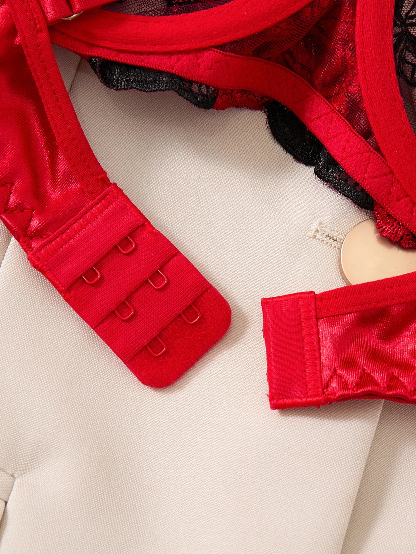 Two piece Embroidered bra Women's Floral Embroidered Lingerie - Black and red Underwear Set The Clothing Company Sydney