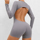 One Piece Women's Jumpsuit Long Sleeve Yoga Set Backless Bodysuit Fitness Quick-Dry Gym Clothing Workout Rompers Exercise Outfits