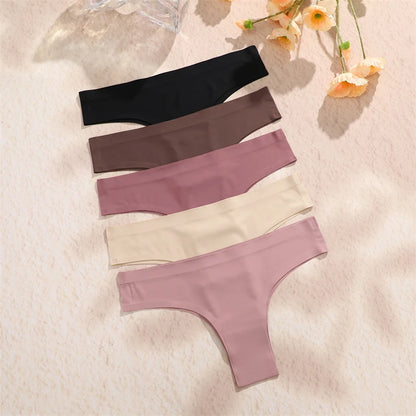 3 Pack Seamless Ultra-thin Panties Women Ice Silk Underwear Panty Low Waist G-string Briefs