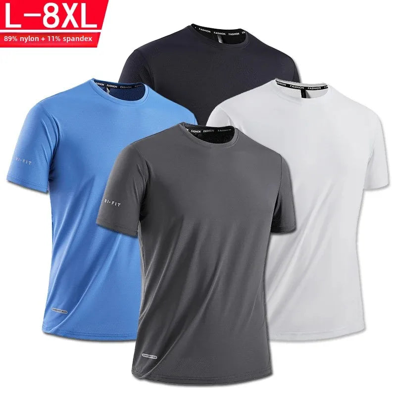 Ice Silk T-Shirts Men Plus Size Tshirt Tee Shirt Breathable Running Top
