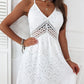 Womens Mini Sleeveless V Neck White Evening Party Hollow-Out Backless Lace Y2k Dress