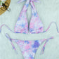 Bikini Swimsuit Women Halter Lace Up Swimwear Tie Dye Bikinis Thong Bathing Suit For Female Summer Beach Wear