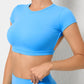 Hollow Crop Top Short Sleeve Yoga Shirt Women's Fitness Workout Tops Gym Clothes Sportswear Running T-shirts The Clothing Company Sydney