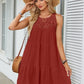 Hollow Lace Patchwork Halter Neck Women A Line Dress Summer Casual Solid Color Loose Beach Holiday Sundress