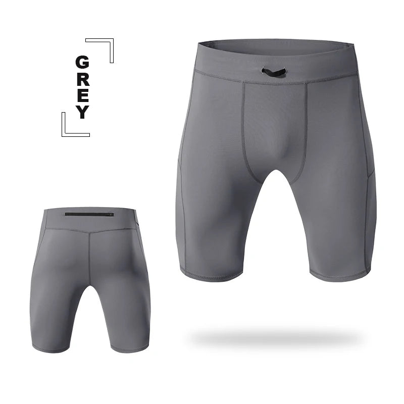 Men's Compression Quick Dry Bodybuilding Tights Fitness Leggings Elastic Waist Sport Bottoms Gym Running Shorts