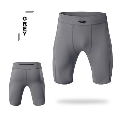 Men's Compression Quick Dry Bodybuilding Tights Fitness Leggings Elastic Waist Sport Bottoms Gym Running Shorts