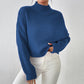 Women's Ribbed Knitted Sweater Mock Neck Long Sleeve Pullover High Neck Drop Shoulder Jumper