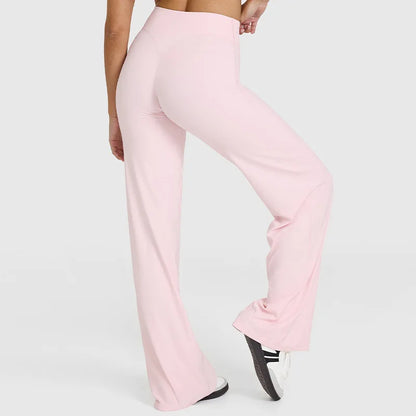 Women's Mid Waist Sport Trousers Wide-Leg Pants Ultra Soft Yoga Pilates Running Gym Pants