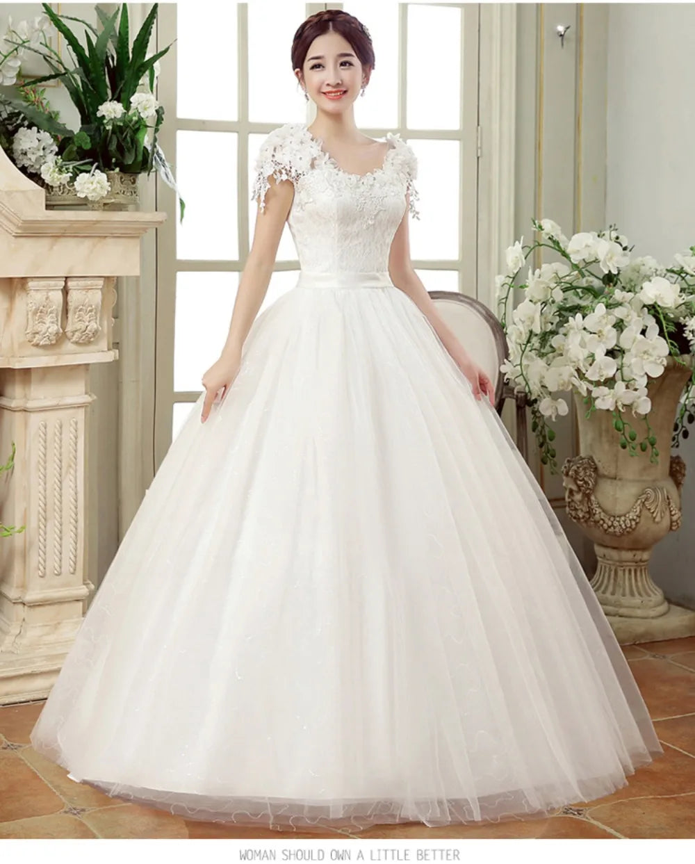 Plus Size Wedding Dress Floor-length Back Strap Lace Flower Wedding Dress The Clothing Company Sydney