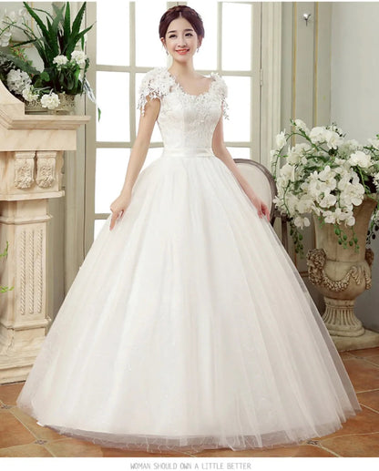 Plus Size Wedding Dress Floor-length Back Strap Lace Flower Wedding Dress The Clothing Company Sydney