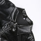 Streetwear Fashion Grunge Zip Up Black PU Leather Jacket Female Letter Embroidery Autumn Coat Motorcycle Jacket Crop Top The Clothing Company Sydney