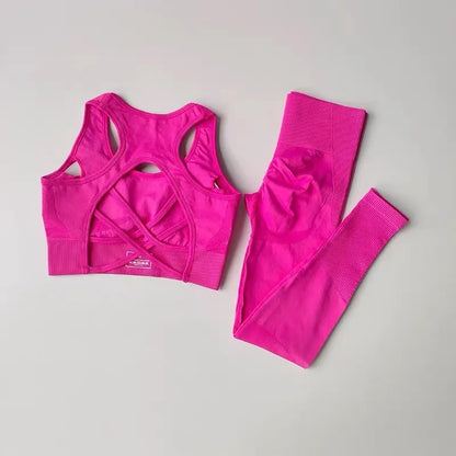 2 Piece Sports Bra Women's Matching Set Fitness Tank Top Bra Shockproof Running Leggings Yoga Suit Criss Cross Back Bra Clothing