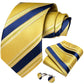 Designer Striped Silk Classic Ties For Men Wedding Accessories Gift For Men Neck Tie Set Pocket Square Cufflinks Set