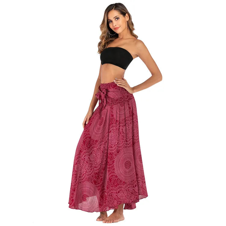 Bohemian Fashion Skirts Woman Long Boho Floral Elastic Waist Women's Skirt