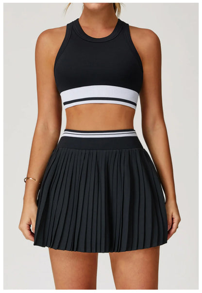 2 Piece Yoga Suit Yoga Sports Women Tennis Fitness Suit Running Sports Short Skirt Yoga Set Workout Set Athletic Wear
