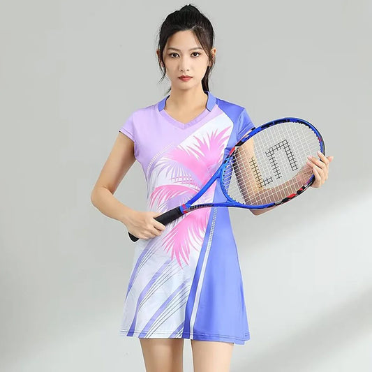 Women's Tennis Dress With Separate Shorts Short Sleeve Print Table Tennis Badminton Inner Shorts Gym Sports Dress The Clothing Company Sydney