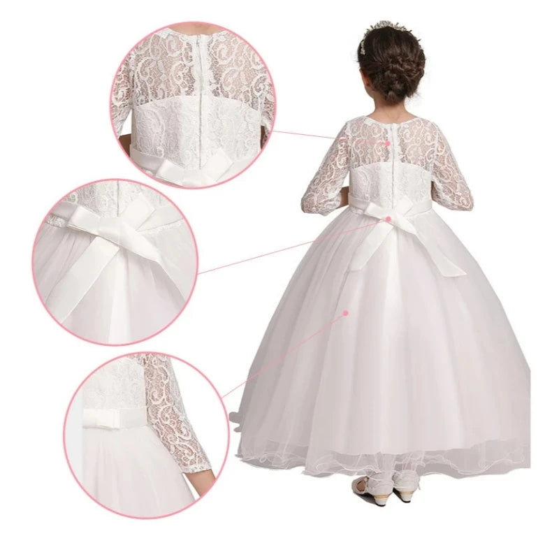 Girls Teenage Princess Dress Party Ball Gown Wedding Lace Kids Christmas Bridesmaid Costume Birthday Party Dress