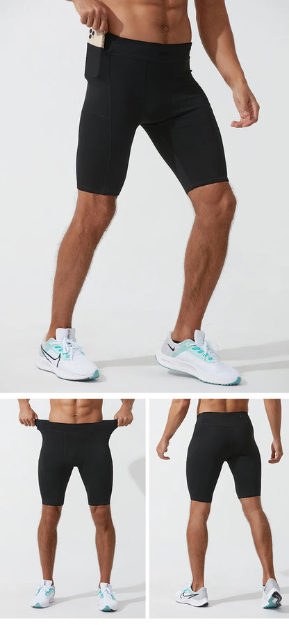 Men's Compression Quick Dry Bodybuilding Tights Fitness Leggings Elastic Waist Sport Bottoms Gym Running Shorts