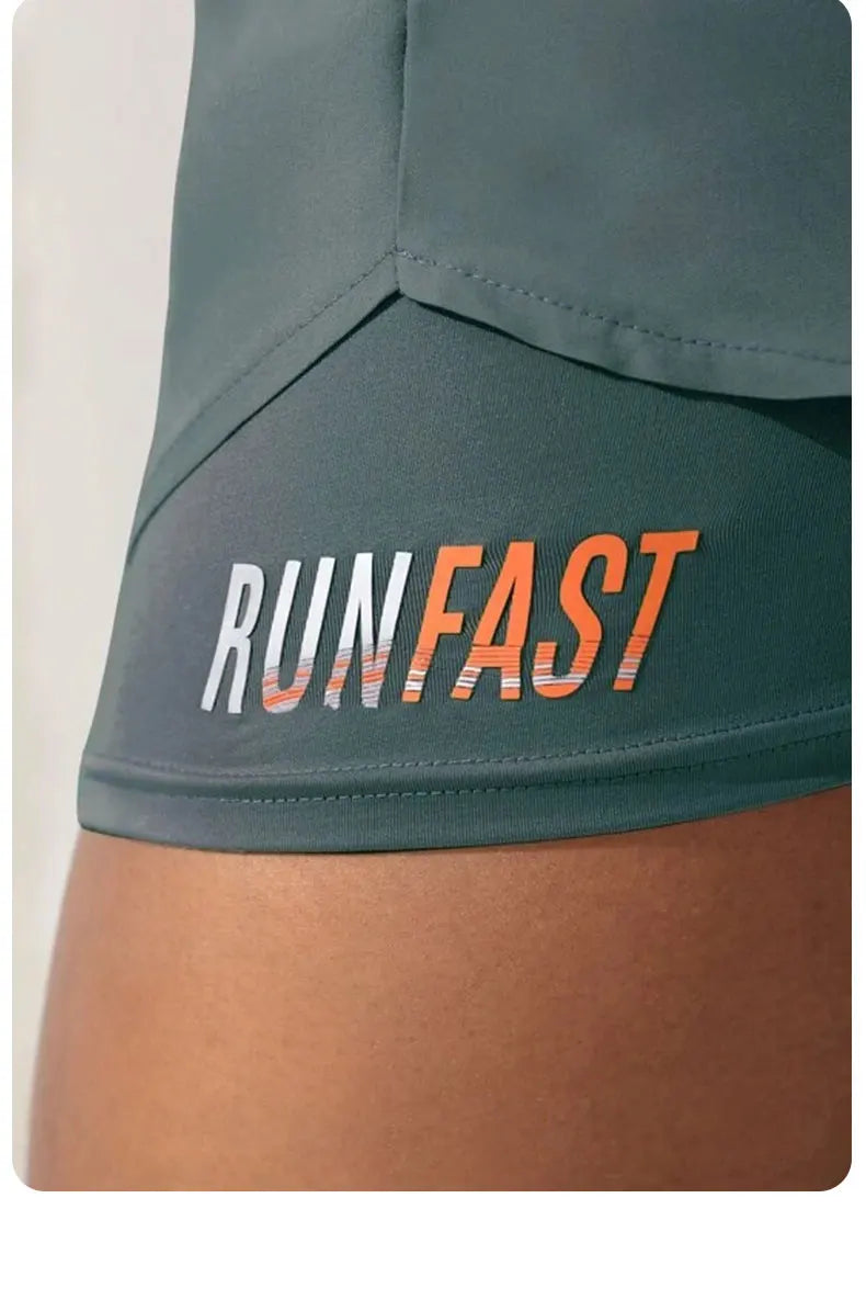 Women's High Rise Yoga Shorts With Elastic Running Shorts Two Pieces Pants With Inside Layer