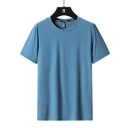 Ice Silk T-Shirts Men Plus Size Tshirt Tee Shirt Breathable Running Top