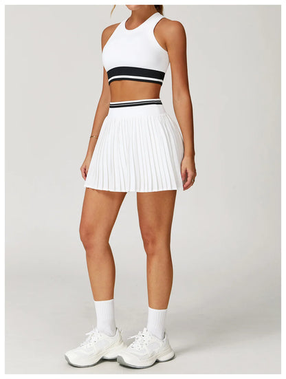 2 Piece Yoga Suit Yoga Sports Women Tennis Fitness Suit Running Sports Short Skirt Yoga Set Workout Set Athletic Wear