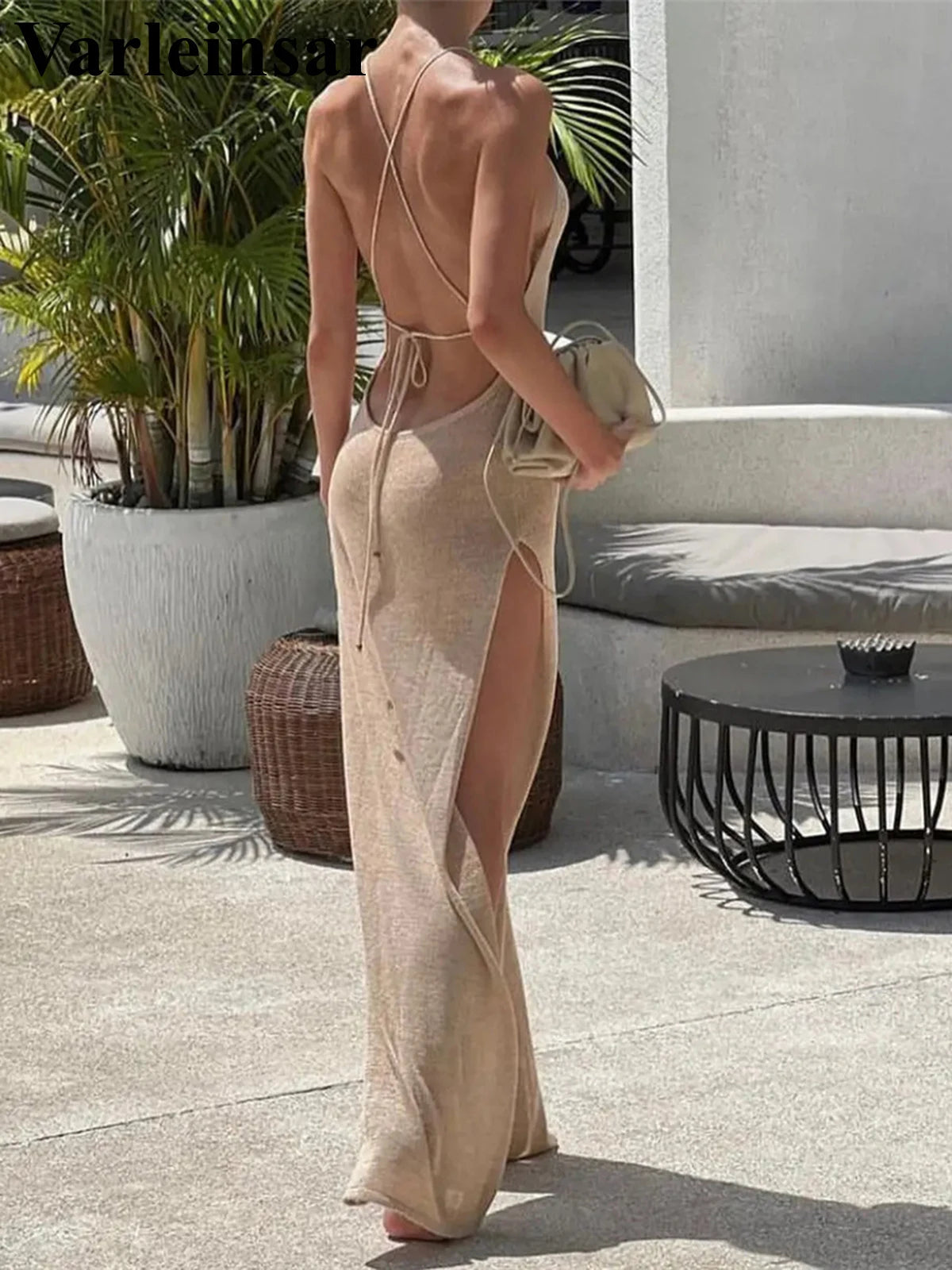 High Slit Crochet Knitted Tunic Beach Cover Up Cover-ups Beach Dress Beachwear The Clothing Company Sydney