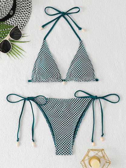 2 Piece Halter String Triangle Bikini Swimwear Mesh Swimsuit Solid Bathers Bathing Swimming Swim Suit Beachwear The Clothing Company Sydney