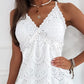 Womens Mini Sleeveless V Neck White Evening Party Hollow-Out Backless Lace Y2k Dress