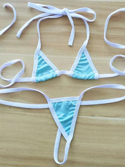 2 Piece Halter Neck Bikini Lingerie Set Mini Bikini Open Micro Bra Top Briefs Panties Swimwear Swimsuit The Clothing Company Sydney