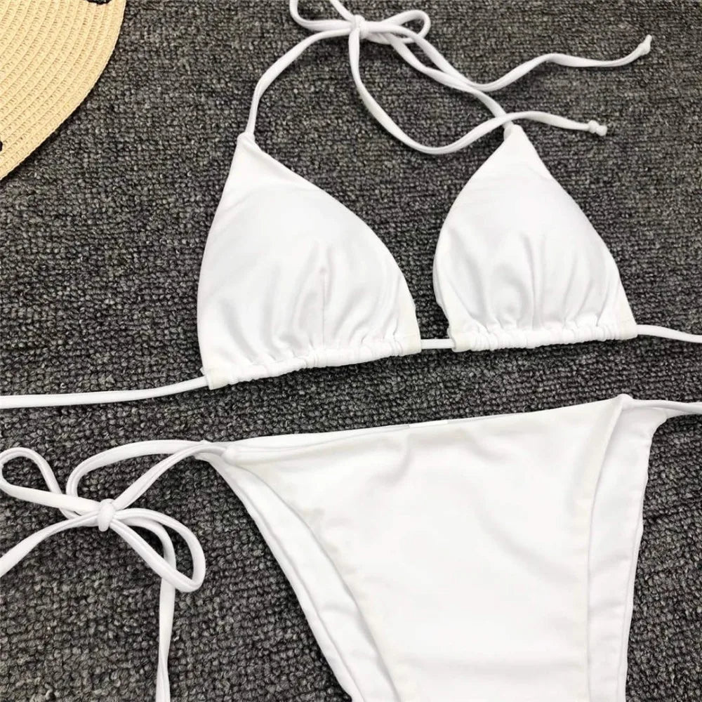 Neon Pink Brazilian Bikini Women Swimwear Halter Swimsuit Two piece Bikini set Bather Bathing Suit The Clothing Company Sydney