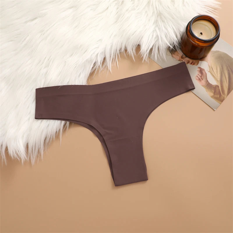 3 Pack Seamless Ultra-thin Panties Women Ice Silk Underwear Panty Low Waist G-string Briefs