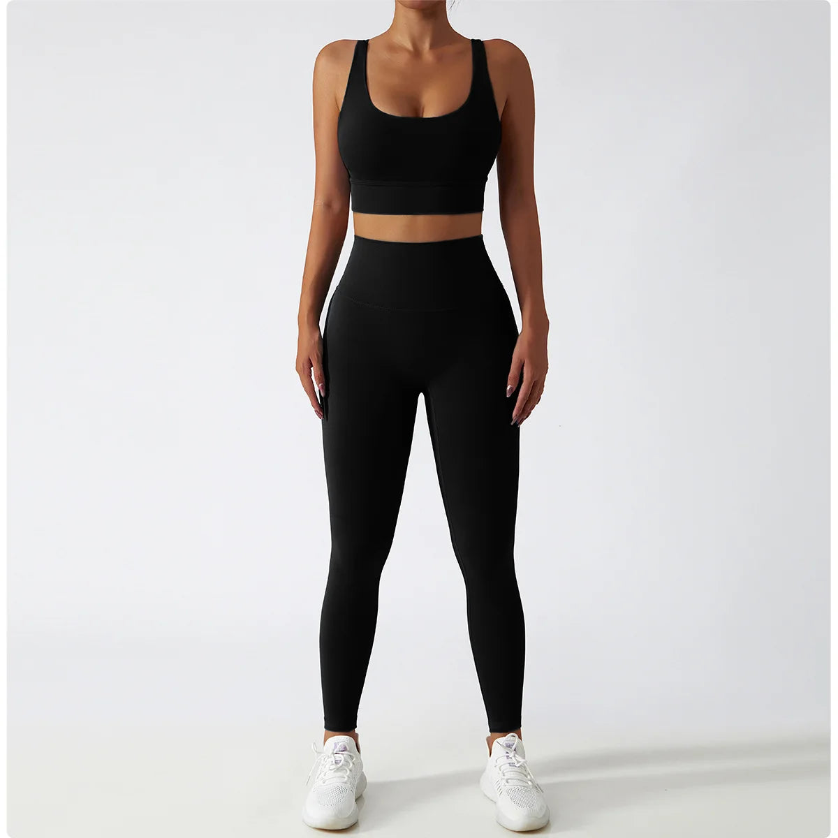 Women's Sports Set Yoga Clothing Gym High Waist Running Pants Sport Bra Suit for Fitness Sportswear Workout 2 Piece Matching Set The Clothing Company Sydney