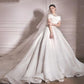 Elegant Women's A Line Beads Off The Shoulder Bridal Gowns Formal Sweep Train Wedding Dress