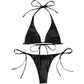 2 Piece Halter Satin Brazilian Bikini Swimwear Swimsuit Two piece Bikini set Bather Bathing Suit