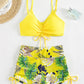 2 Piece Drawstring Front Shorts Bikinis High Waist Swimsuit Women Swimwear Bathers Bathing Swimming Swim Suit Beachwear