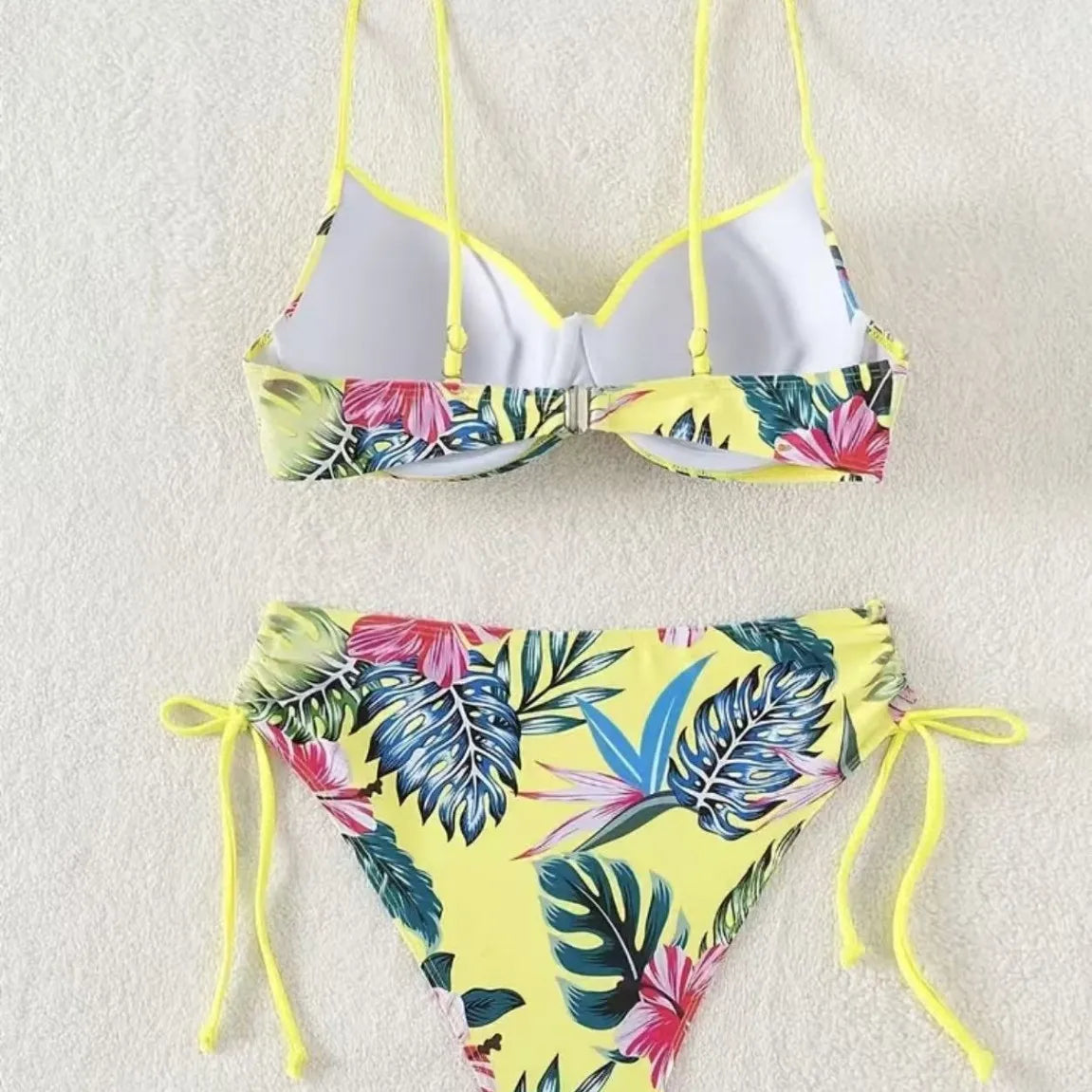 2 Piece Floral Print Swimsuit Beach Bikini Triangle Panty Swimwear Bikini Set