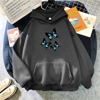 Butterflies Graphic Print Womens Long Sleeve Oversized Sweatshirt Streetwear Fleece Ladies Top - The Clothing Company Sydney