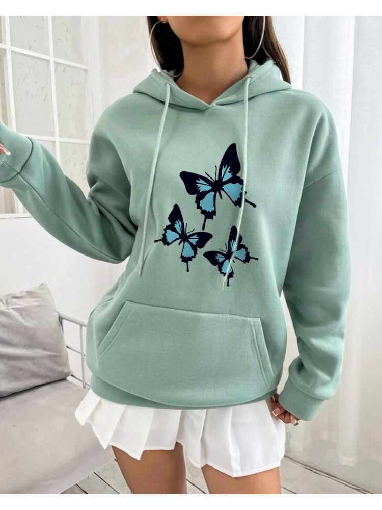 Butterflies Graphic Print Womens Long Sleeve Oversized Sweatshirt Streetwear Fleece Ladies Top The Clothing Company Sydney